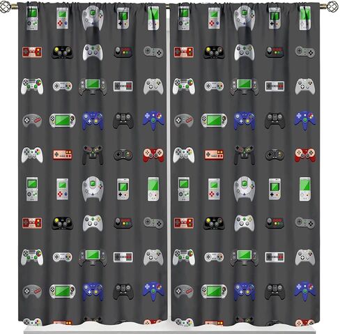 ستائر ألعاب ثلاثية الأبعاد فوز لعب لعبة فيديو للأولاد الرجال ديكور غرفة نوم الألعاب نافذة الستائر 21 واط × 45 لتر بوصة × 2 لوحات in Kuwait