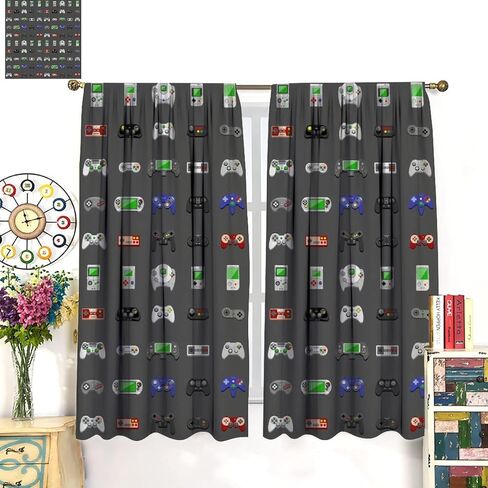ستائر ألعاب ثلاثية الأبعاد فوز لعب لعبة فيديو للأولاد الرجال ديكور غرفة نوم الألعاب نافذة الستائر 21 واط × 45 لتر بوصة × 2 لوحات in Kuwait