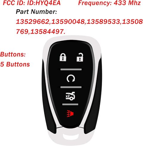 Keyless Remote Smart Replacement Key Fob Fits for Chevy Malibu, Camaro 2016-2021, Chevy Cruze 2016-2019 (FCCID: HYQ4EA ID46 Chip 433MHz) 1 Pack in Kuwait