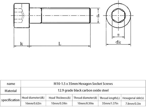 10pcs M10-1.5 x 40mm Hexagon Socket Screws， 12.9 Grade Black Carbon Oxide Steel, Allen Socket Drive (Size: 10×40) in Saudi Arabia