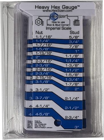 10 Pack HexSizer Heavy Hex Gauge - Inch to 4-5/8" Metric to 120mm, Plastic, Protective Vinyl Sleeve - (Gray on White) in Saudi Arabia