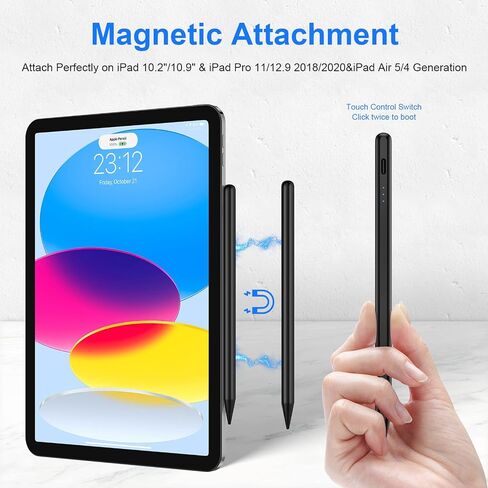 قلم ستايلس لجهاز iPad، قلم Apple لجهاز iPad 9th / 10th Gen، قلم iPad سريع الشحن متوافق مع (2018-2023) Apple iPad Pro 11 & 12.9 بوصة، iPad Mini 6th/5th Gen، iPad Air 3/4/5، iPad 6 /7/8 الجنرال in Saudi Arabia