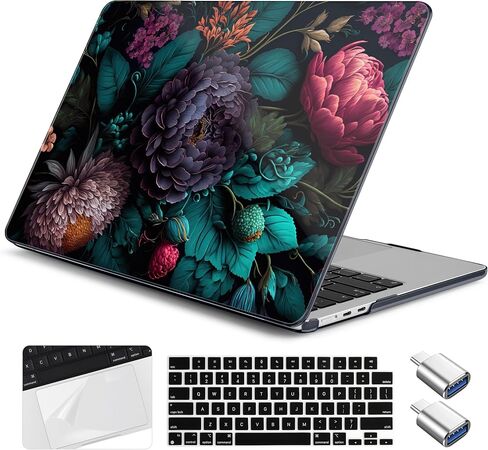 for M4 MacBook Pro 14 Inch Case 2025 2024 2023 2021 Model A3112/A3401/A3185/A2918/A2992/A2779/A2442 M3 M2 M1, Hard Shell with Keyboard Cover+Trackpad Film+OTG Adapter, Cherry Blossom in Saudi Arabia