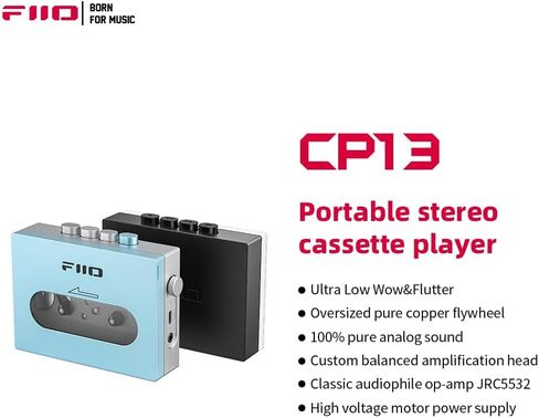 FiiO CP13 Portable Cassette Tape Player with 3.5mm Earphone Jack, Ultra-Low Wow&Flutter, Powered by Type-C or Lithium Battery (Transparent) in Saudi Arabia