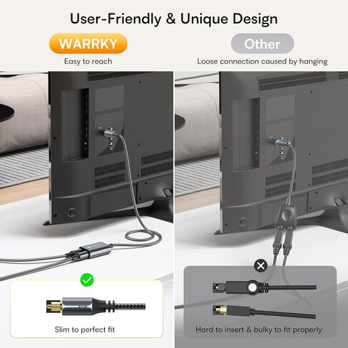 مقسم صوت بصري Warrky مع كابل نايلون بطول 2 قدم، مقسم بصري 1 في 2 خارج 【هيكل من الألومنيوم، مطلي بالذهب】 مقسم Toslink لـ LPCM 2.0، Dolby، DTS 5.1، متوافق مع مكبرات الصوت وسماعات الرأس وأجهزة التلفاز in Kuwait