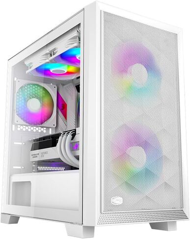 PCCOOLER CPS - C3D310 ARGB White - حافظة M-ATX لتدفق الهواء - حقيبة سطح المكتب للألعاب مع مروحتين ARGB - M-ATX/ITX - دعم بطاقات الرسومات 350 مم (C3-D310WHP2-GL) in Kuwait