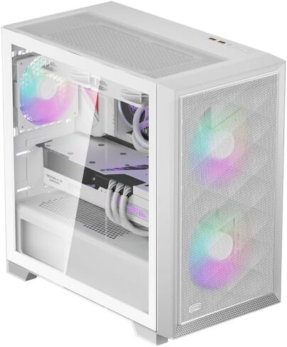 PCCOOLER CPS - C3D310 ARGB White - حافظة M-ATX لتدفق الهواء - حقيبة سطح المكتب للألعاب مع مروحتين ARGB - M-ATX/ITX - دعم بطاقات الرسومات 350 مم (C3-D310WHP2-GL) in Kuwait