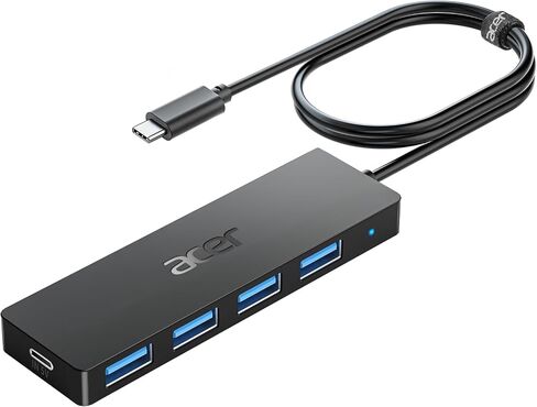Acer USB C Hub 4 منافذ، 4 منافذ من النوع C إلى USB 3.1 محول، USB C محمول فائق النحافة إلى محور USB متعدد المنافذ لأجهزة الكمبيوتر المحمول بمنفذ C، iMac Pro، MacBook Pro، iPad. Windows وLinux وAcer PC والمزيد (0.7 قدم) in Kuwait