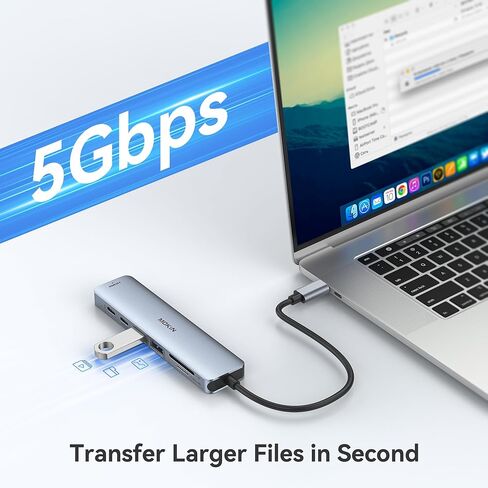 MOKiN 10 جيجابت في الثانية USB C Hub Ethernet، محول USB C 7 في 1 لجهاز MacBook Pro/Air مع 4K@60HZ HDMI، 3*USB-C بيانات 10 جيجابت في الثانية، RJ45، USB 2.0، 100W PD، USB C Dongle لجهاز MacBook Pro/Air/Dell /إتش بي/ثينك باد/لينوفو. in Kuwait