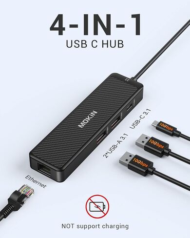 MOKiN 10Gbps USB C Hub Ethernet, 7 in 1 USB C Adapter for MacBook Pro/Air with 4K@60HZ HDMI, 3*USB-C 10Gbps Data, RJ45, USB 2.0, 100W PD, USB C Dongle for MacBook Pro/Air/Dell/HP/Thinkpad/Lenovo. in Saudi Arabia