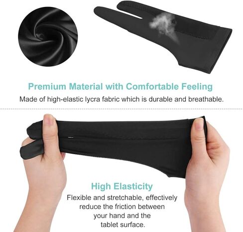 Palm Rejection Gloves with Two Fingers for Paper Sketching, iPad, Graphics Drawing Tablet, Suitable for Left and Right Hand (Small) in Saudi Arabia