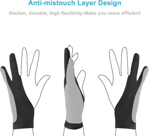 Palm Rejection Gloves with Two Fingers for Paper Sketching, iPad, Graphics Drawing Tablet, Suitable for Left and Right Hand (Small) in Kuwait