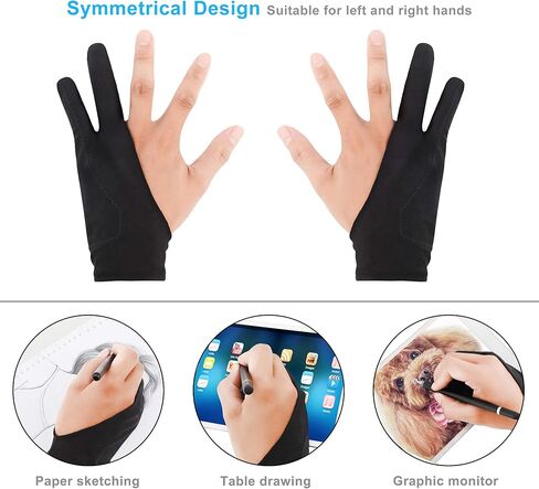 Palm Rejection Gloves with Two Fingers for Paper Sketching, iPad, Graphics Drawing Tablet, Suitable for Left and Right Hand (Small) in Kuwait