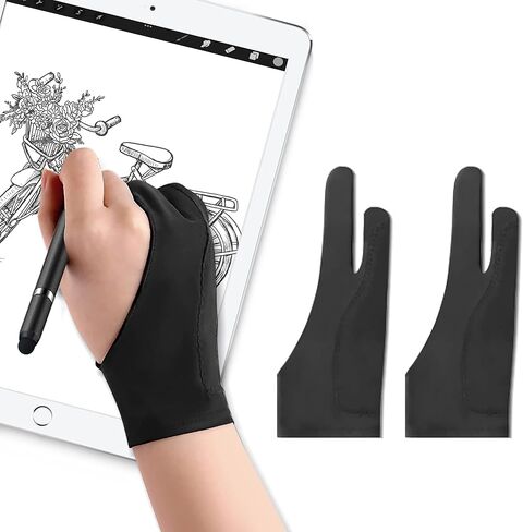 Palm Rejection Gloves with Two Fingers for Paper Sketching, iPad, Graphics Drawing Tablet, Suitable for Left and Right Hand (Small) in Kuwait