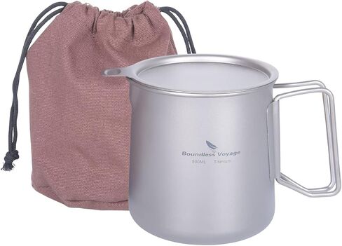Boundless Voyage Titanium 500ml Mug with Lid and Strainer Filter Ultralight Tea Cup with Partable Foldable Handles for Outdoor Camping Hiking Backpacking (500ml Cup) in Saudi Arabia