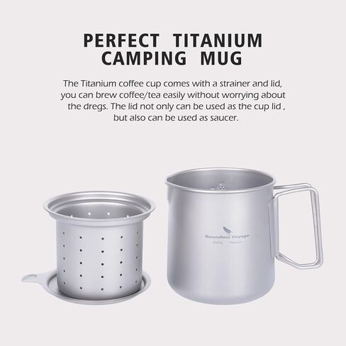 Boundless Voyage Titanium 500ml Mug with Lid and Strainer Filter Ultralight Tea Cup with Partable Foldable Handles for Outdoor Camping Hiking Backpacking (500ml Cup) in Saudi Arabia