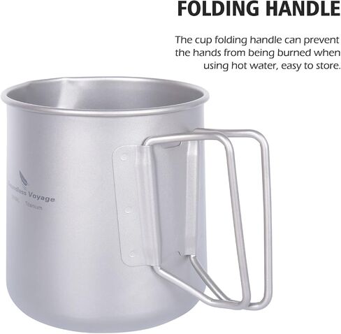 Boundless Voyage Titanium 500ml Mug with Lid and Strainer Filter Ultralight Tea Cup with Partable Foldable Handles for Outdoor Camping Hiking Backpacking (500ml Cup) in Saudi Arabia