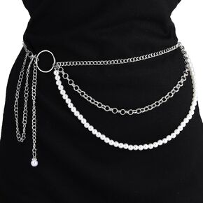 Milakoo Multilayer Alloy Waist Belt Chain Belly Chain Adjustable Body Harness for Jeans Dresses in Kuwait