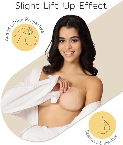 Niidor Nipple Pasties For Women, Invisible Nipple Covers Stickers With Lift, Silicone Breast Lift Sticky Bra For Dress Creme 10CM/3.94INCH Diameter in Kuwait