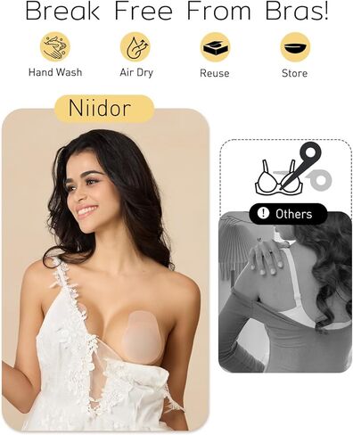 Niidor Nipple Pasties For Women, Invisible Nipple Covers Stickers With Lift, Silicone Breast Lift Sticky Bra For Dress Creme 10CM/3.94INCH Diameter in Kuwait