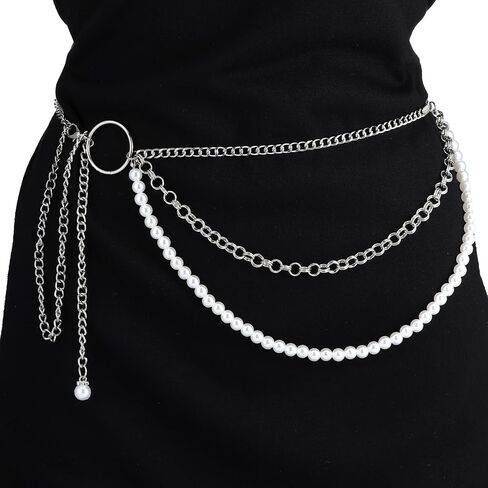 Milakoo Multilayer Alloy Waist Belt Chain Belly Chain Adjustable Body Harness for Jeans Dresses in Kuwait