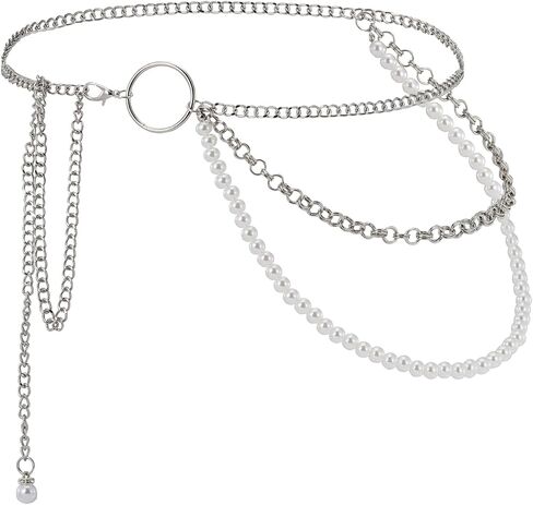 Milakoo Multilayer Alloy Waist Belt Chain Belly Chain Adjustable Body Harness for Jeans Dresses in Kuwait