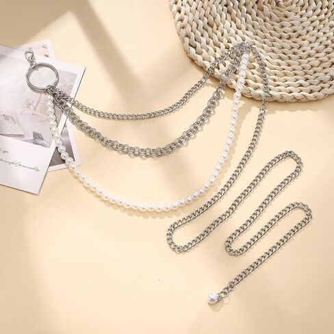 Milakoo Multilayer Alloy Waist Belt Chain Belly Chain Adjustable Body Harness for Jeans Dresses in Kuwait