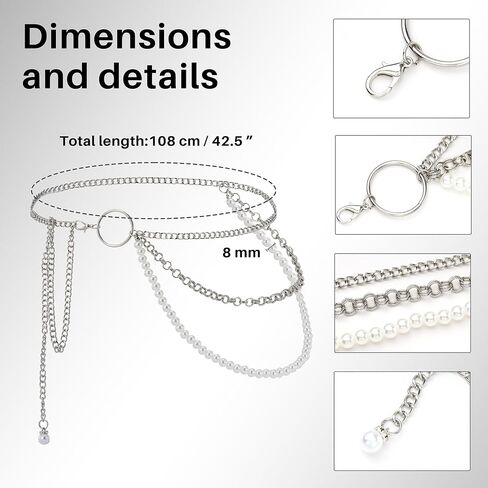 Milakoo Multilayer Alloy Waist Belt Chain Belly Chain Adjustable Body Harness for Jeans Dresses in Kuwait