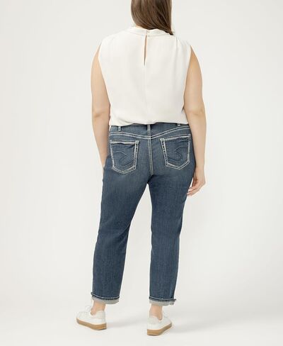 Silver Jeans Co. Women's Plus Size Boyfriend Mid Rise Slim Leg Jeans in Kuwait