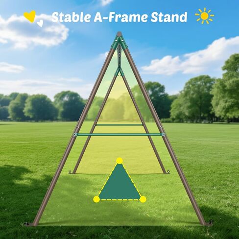 Trekassy 440lbs 2 Seat Swing Sets for Backyard, 1 Saucer Swing and 1 Belt Swing with Heavy Duty Outdoor A-Frame Metal Swing Stand for Playground, Playset in Saudi Arabia
