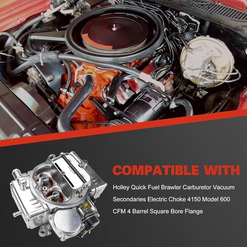 USTAR Carburetor Compatible with Holley Quick Fuel Brawler Diecast Carburetor Secondary Electric Choke 4150 Model 650 CFM 4 Barrel Square Bore Flange Replaces# BR-67255 in Kuwait