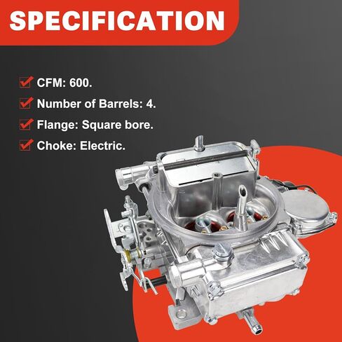 USTAR Carburetor Compatible with Holley Quick Fuel Brawler Diecast Carburetor Secondary Electric Choke 4150 Model 650 CFM 4 Barrel Square Bore Flange Replaces# BR-67255 in Kuwait