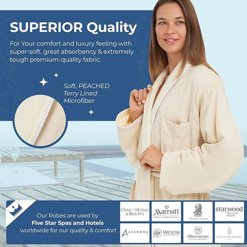 Terry Lined Microfiber Hotel Robe - Luxury Spa Bathrobe by Monarch/Cypress in Kuwait