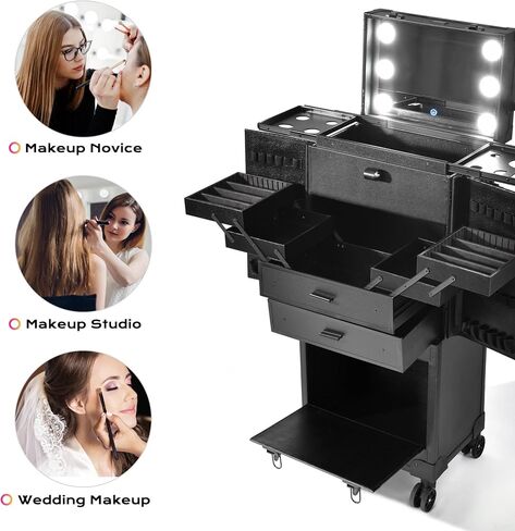 BYOOTIQUE Clipper Trimmer Portable Mobile Barber Station Tool Box Rolling Makeup Hair Salon Stylist Train Case Key in Saudi Arabia