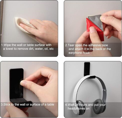 Weewooday 8 Headphone Hanger Headphone Holder Wall Headphone Hook Desk Bulk Adhesive Headset Wall Mount Headphone Stand for General Purpose Game Headphones in Kuwait