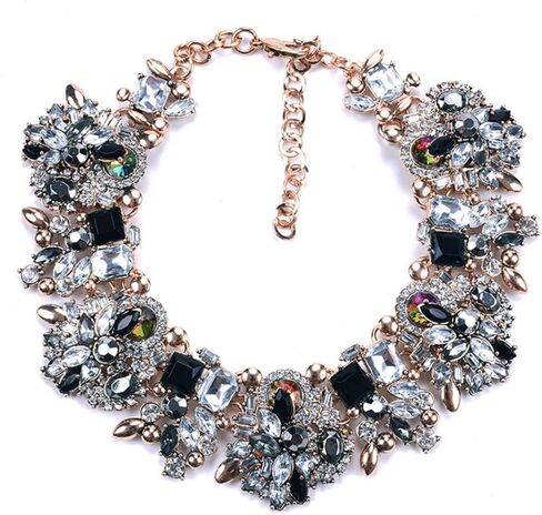 Bib Statement Necklace Colorful Glass Crystal Collar Choker Necklace for Women Fashion Accessories in Kuwait