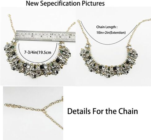 Bib Statement Necklace Colorful Glass Crystal Collar Choker Necklace for Women Fashion Accessories in Kuwait
