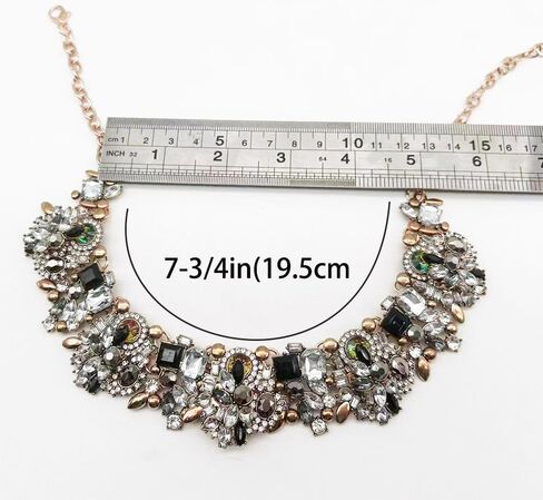 Bib Statement Necklace Colorful Glass Crystal Collar Choker Necklace for Women Fashion Accessories in Kuwait