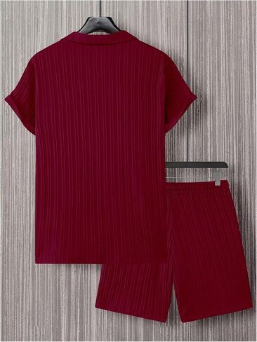 GORGLITTER Men's 2 Piece Outfits Short Sleeve Pocket Button Down Shirt and Drawstring Shorts Set in Kuwait