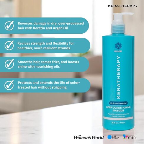 KERATHERAPY Keratin Infused Deep Conditioning Masque, 16.9 fl. oz., 500 ml - Moisturizing Hair Deep Conditioning Treatment with Kerabond, Jojoba Oil, Nettle Root Extract, Wheat Oil, & Persian Walnut in Kuwait