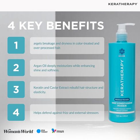KERATHERAPY Keratin Infused Deep Conditioning Masque, 16.9 fl. oz., 500 ml - Moisturizing Hair Deep Conditioning Treatment with Kerabond, Jojoba Oil, Nettle Root Extract, Wheat Oil, & Persian Walnut in Kuwait