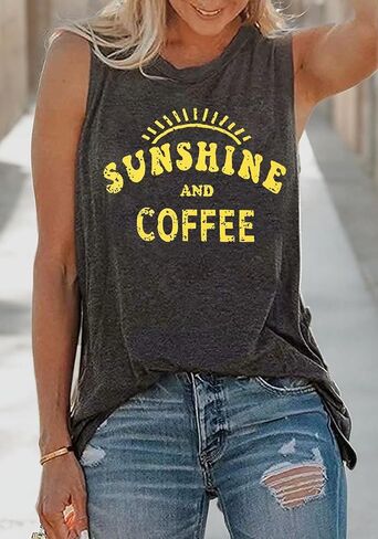 قمصان بدون أكمام صيفية كاجوال من Umsuhu Sunshine and Coffee للسيدات بدون أكمام برسومات بدون أكمام in Kuwait
