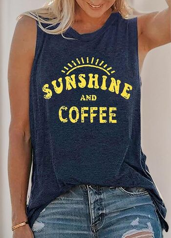 قمصان بدون أكمام صيفية كاجوال من Umsuhu Sunshine and Coffee للسيدات بدون أكمام برسومات بدون أكمام in Kuwait