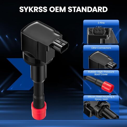 مجموعة من 4 اشتعال Coil UF374 متوافق مع Honda Civic 2003 2004 2005 2006 2007 2008 2009 2010 2010 2011 1.3L L4 Civic 2003-2011 يستبدل C1408 30521PWA003 30521PWAS01 E404 UF-374 GN10248 in Saudi Arabia
