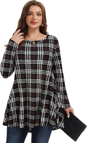 LARACE Plus Size Tunic Tops Long Sleeve Shirts for Women Swing Flowy Loose Fit Clothes for Leggings in Kuwait