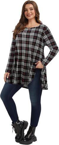 LARACE Plus Size Tunic Tops Long Sleeve Shirts for Women Swing Flowy Loose Fit Clothes for Leggings in Kuwait