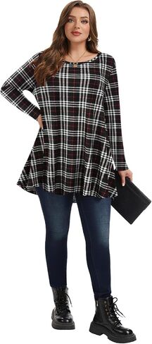 LARACE Plus Size Tunic Tops Long Sleeve Shirts for Women Swing Flowy Loose Fit Clothes for Leggings in Kuwait