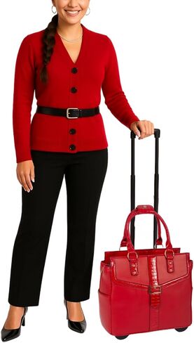 JKM and Company Alligator Compatible With Computer iPad, Laptop Tablet Rolling Tote Bag Briefcase Carryall Bag in Kuwait