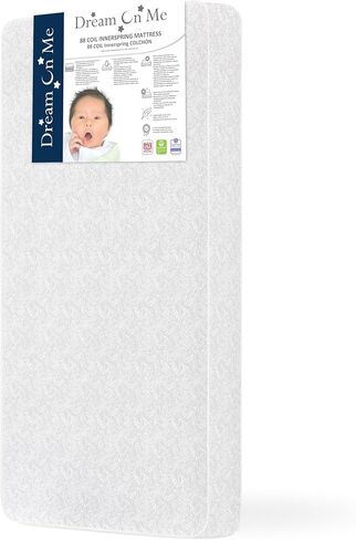 Dream On Me Nap Nest Baby Crib Mattress, GREENGUARD Gold, Made in USA | Waterproof Cover, 88 Coil Spring Support, BSA Verified, ASTM & CPSC Tested, Fits Full Size Crib and Toddler Bed 52"x28"x5" in Saudi Arabia