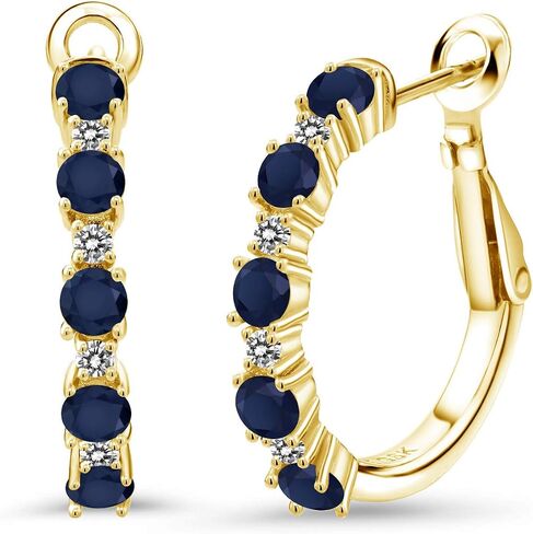 أقراط دائرية من الفضة الإسترليني عيار 925 للنساء من Gem Stone King وألماس أبيض جمشت أرجواني (1.26 قيراط، قطع دائري، قطر 3/7 بوصة) in Saudi Arabia
